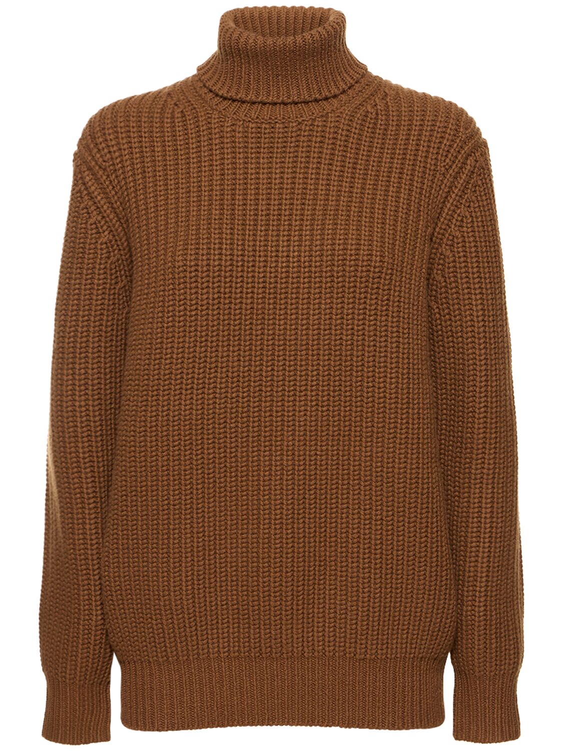 Michael Kors Cashmere Rib Knit Turtleneck Sweater In Light Brown