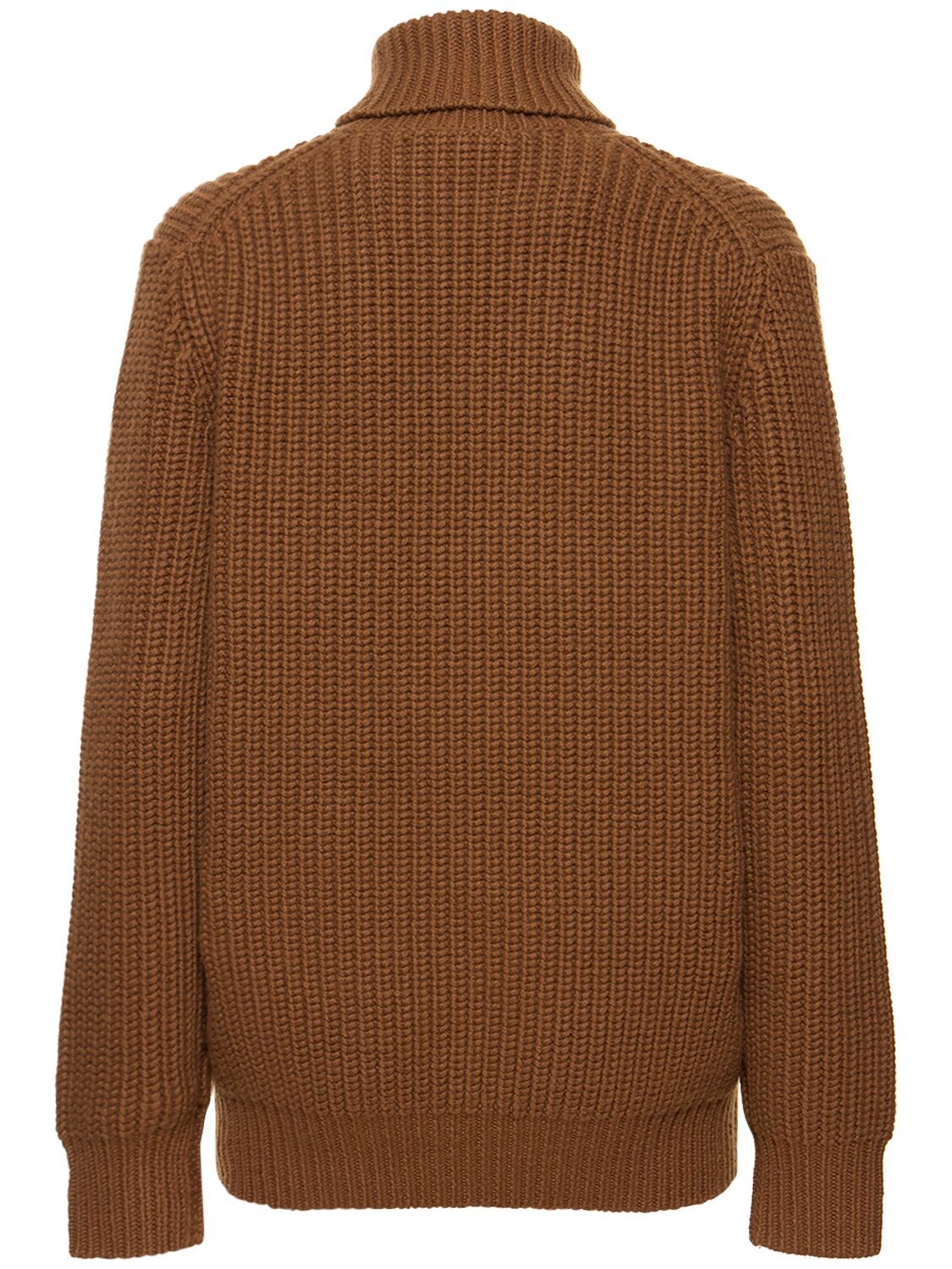 Shop Michael Kors Cashmere Rib Knit Turtleneck Sweater In Light Brown