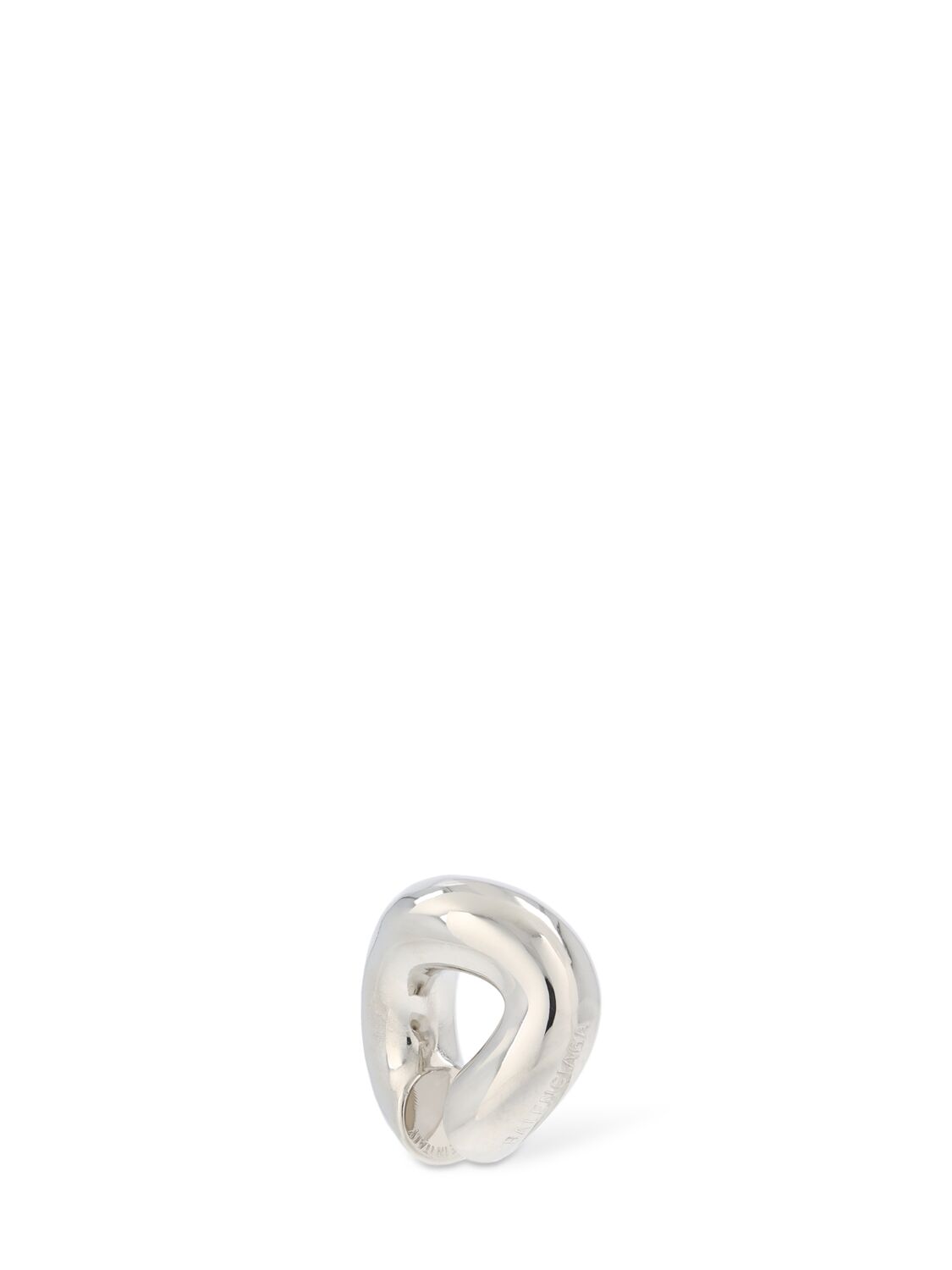 Shop Balenciaga Loop Brass Ear Cuff In Shiny Silver