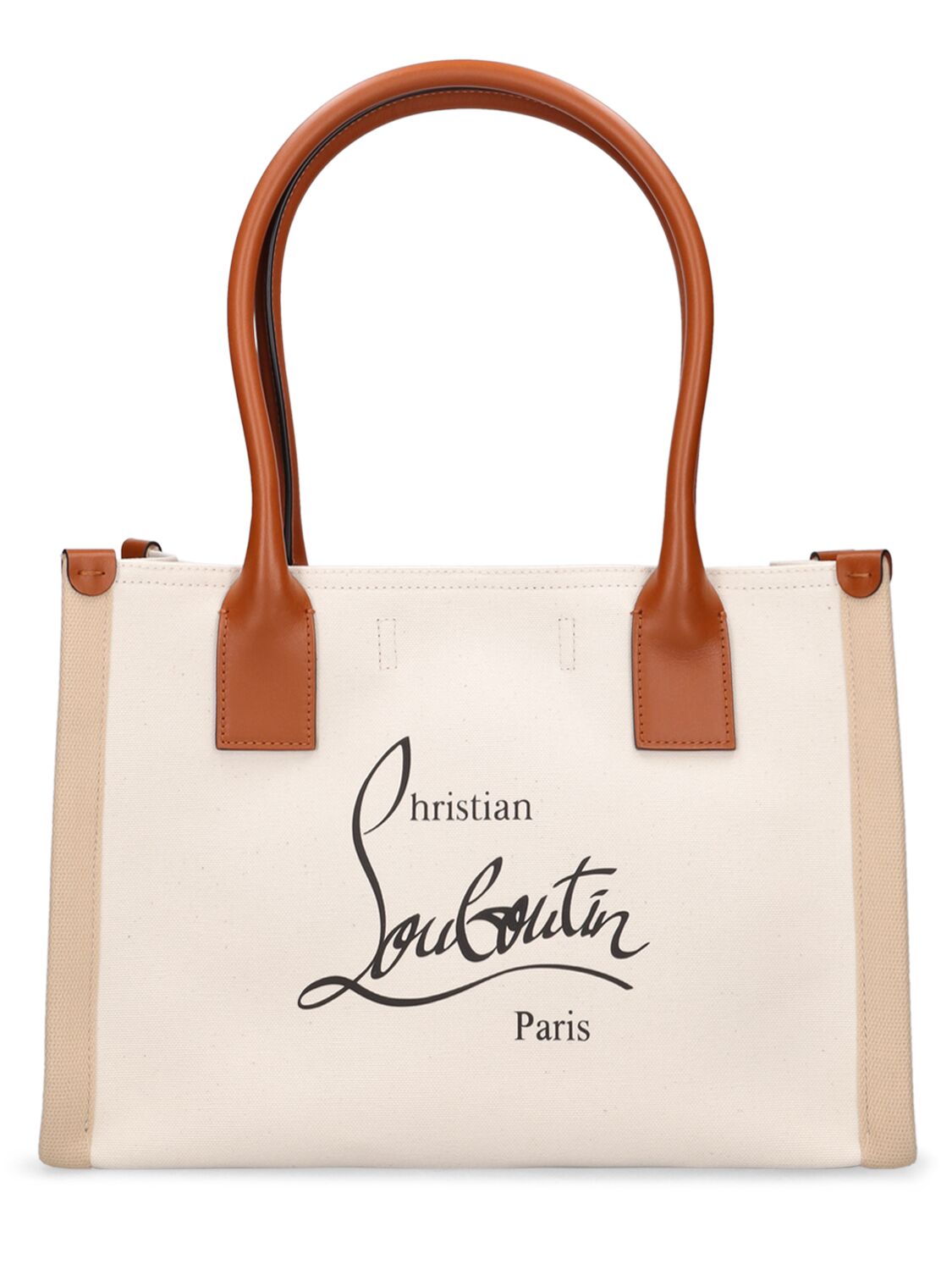 Christian Louboutin Small Nastroloubi Canvas Tote Bag In Natural,cuoio