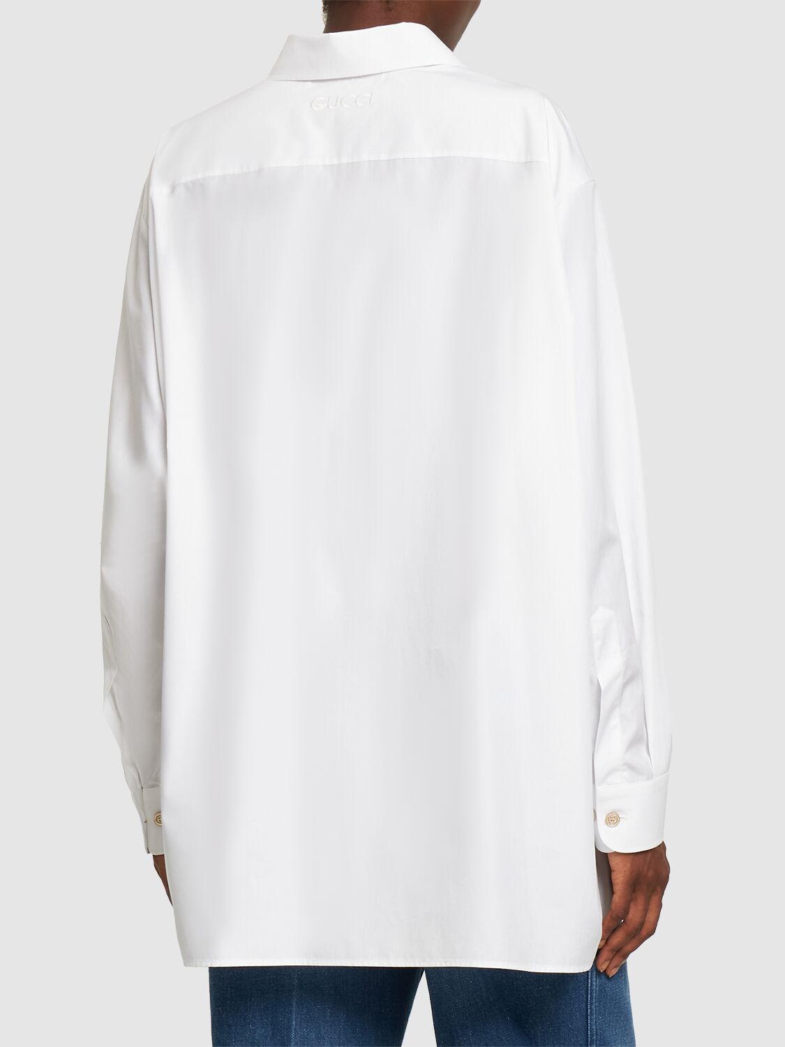 GUCCI: shirt in stretch cotton poplin - White | Gucci shirt 748989XWAYS  online at