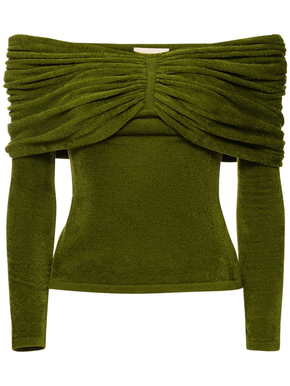 Alexandre Vauthier Velvet Knit Top In Olive Green