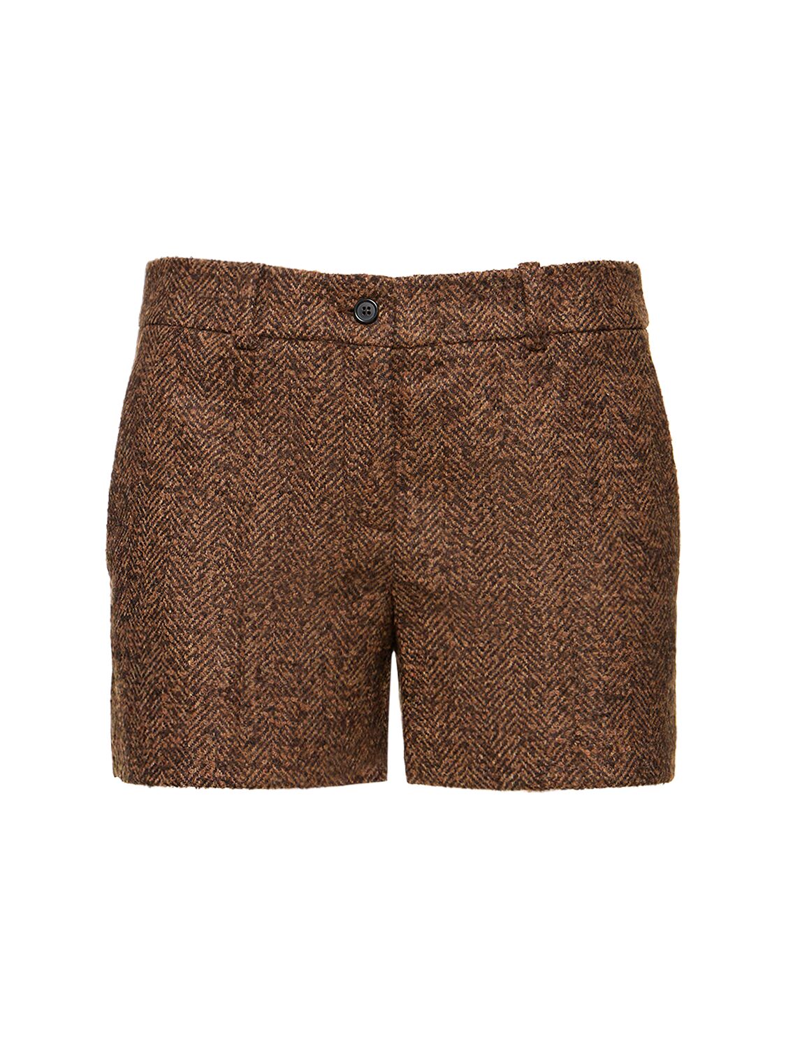 Michael Kors Herringbone Tweed Mini Shorts In Brown