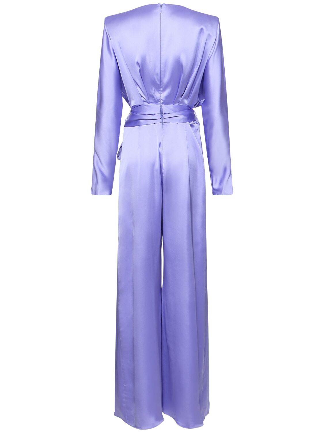 Shop Zuhair Murad Satin Self-tie Jumpsuit In Lilac