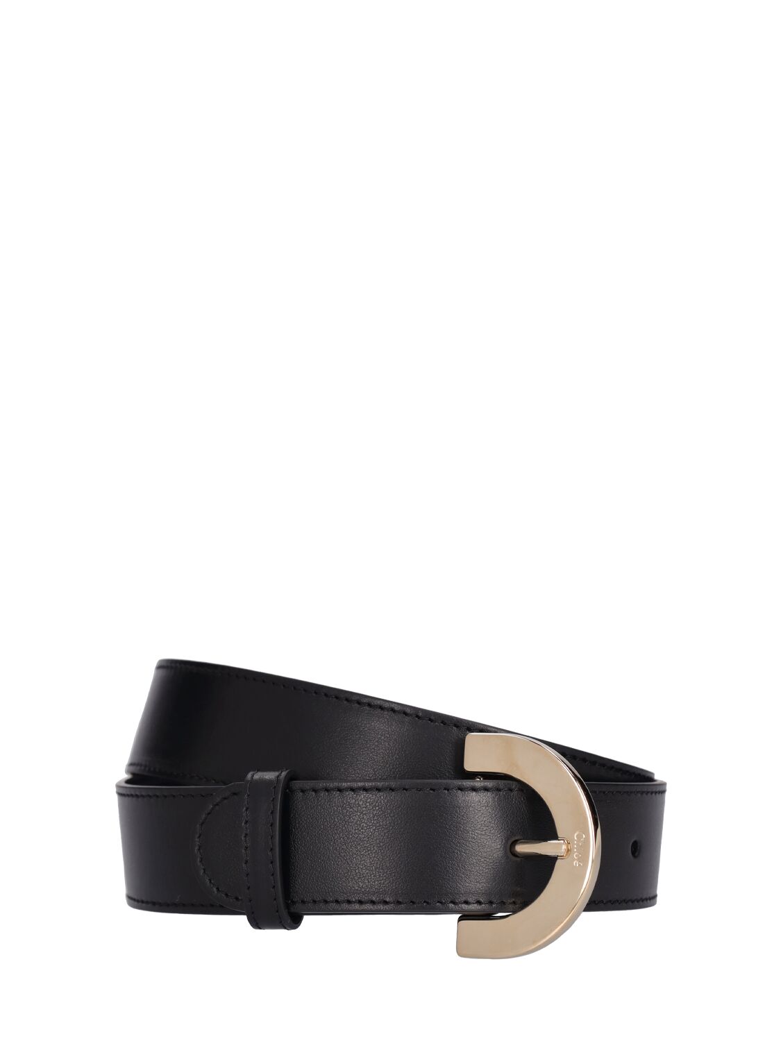 Shop Chloé C Leather Belt In Black