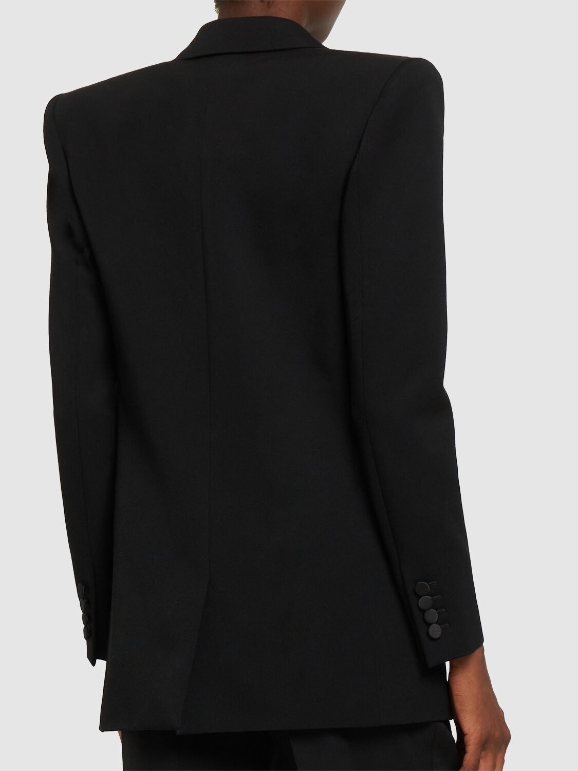 Shop Saint Laurent Double Breast Wool Tuxedo Jacket In Black