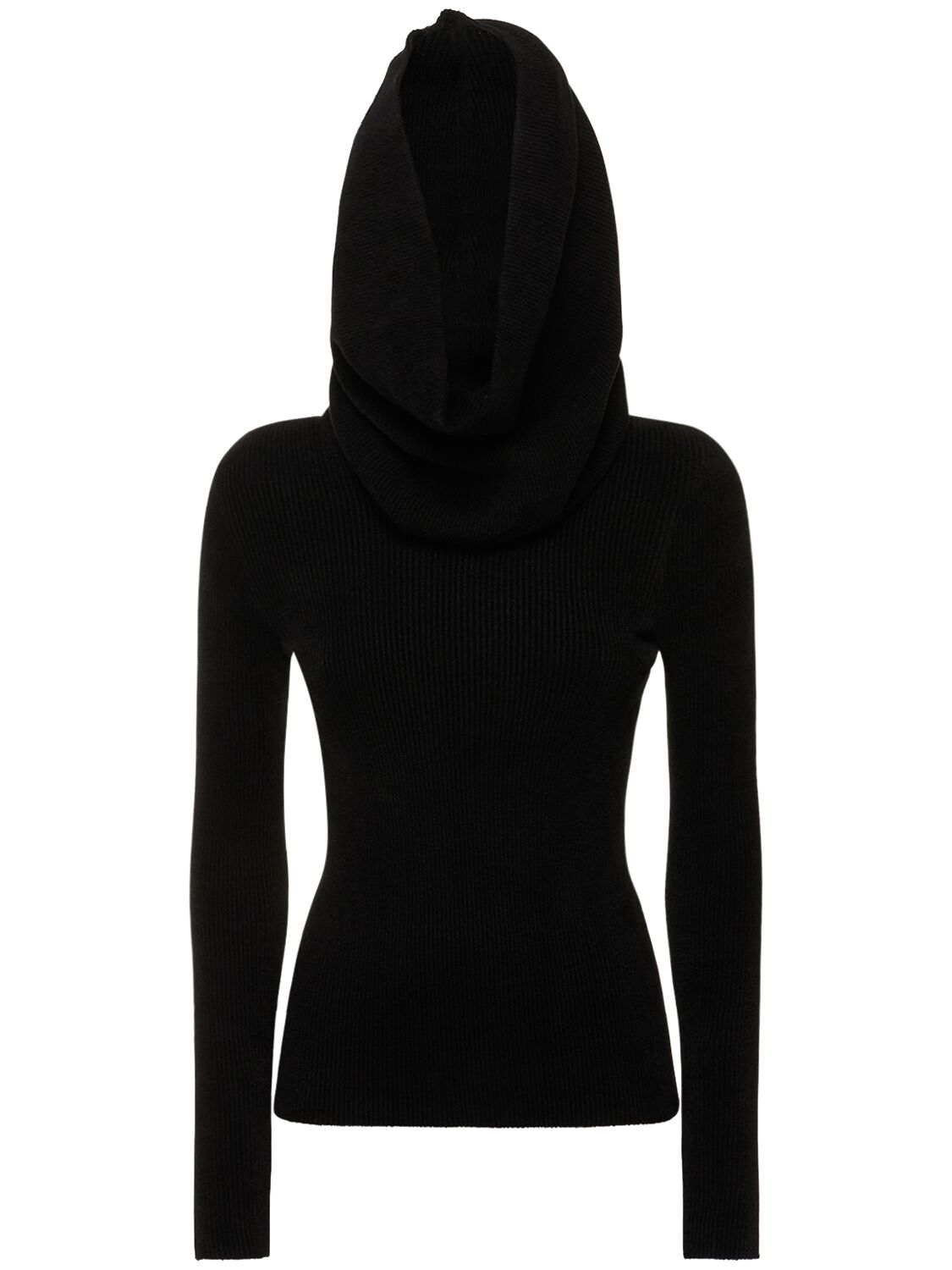 Alexandre Vauthier Velvet Knit Sweater W/hood In Black