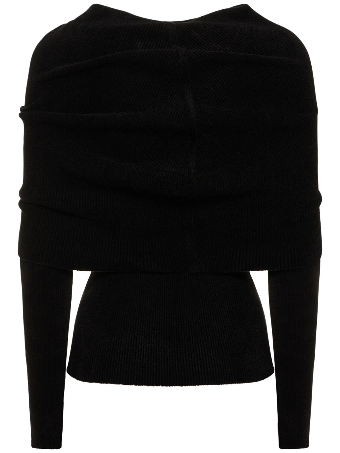 Shop Alexandre Vauthier Velvet Knit Sweater W/hood In Black