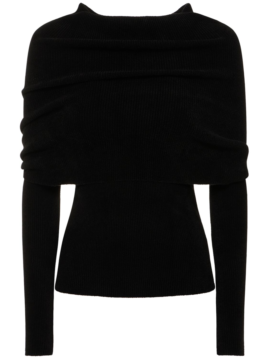 Shop Alexandre Vauthier Velvet Knit Sweater W/hood In Black