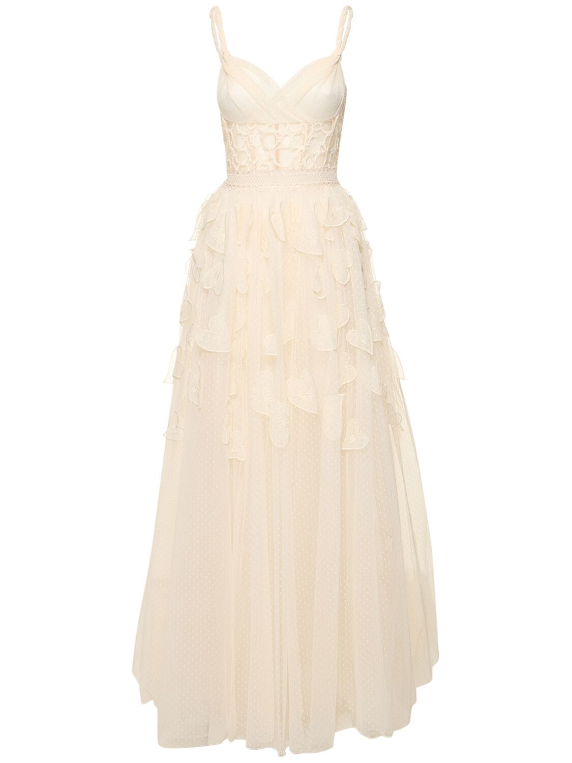Image of Plumetis Embroidered Heart Tulle Dress
