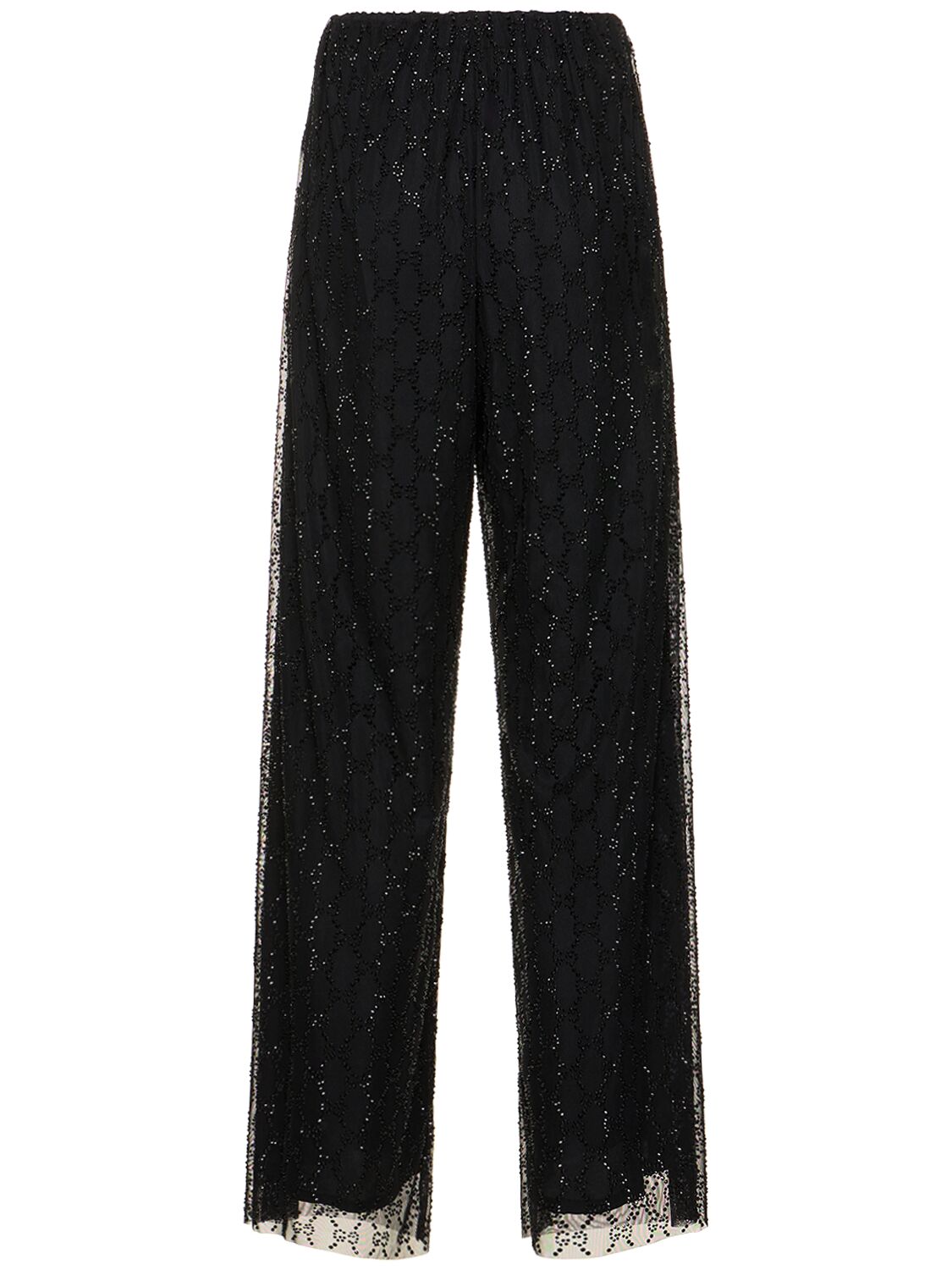Shop Gucci Gg Stretch Nylon Tulle Pants In Black