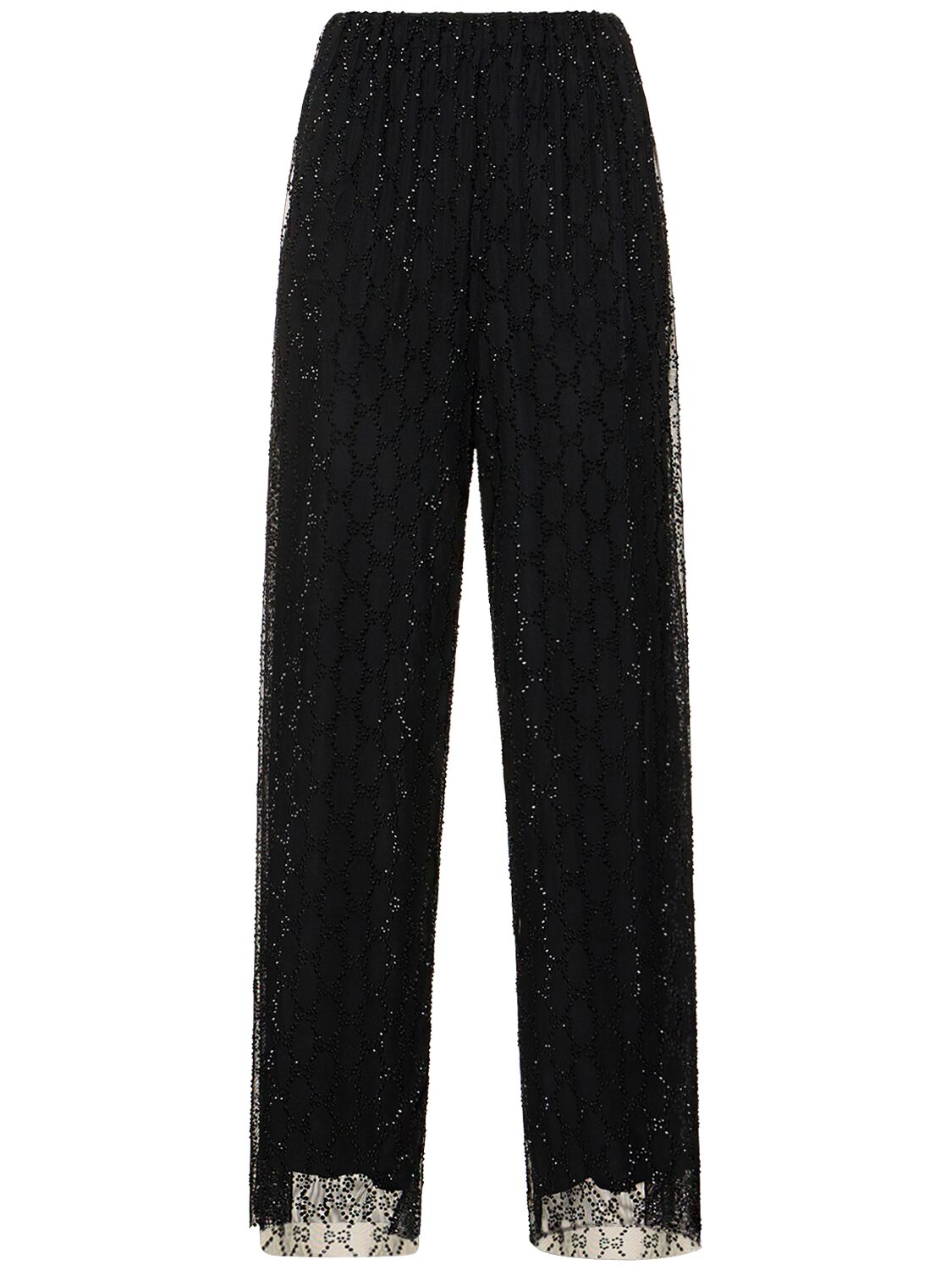 Gucci Gg Stretch Nylon Tulle Pants In Black