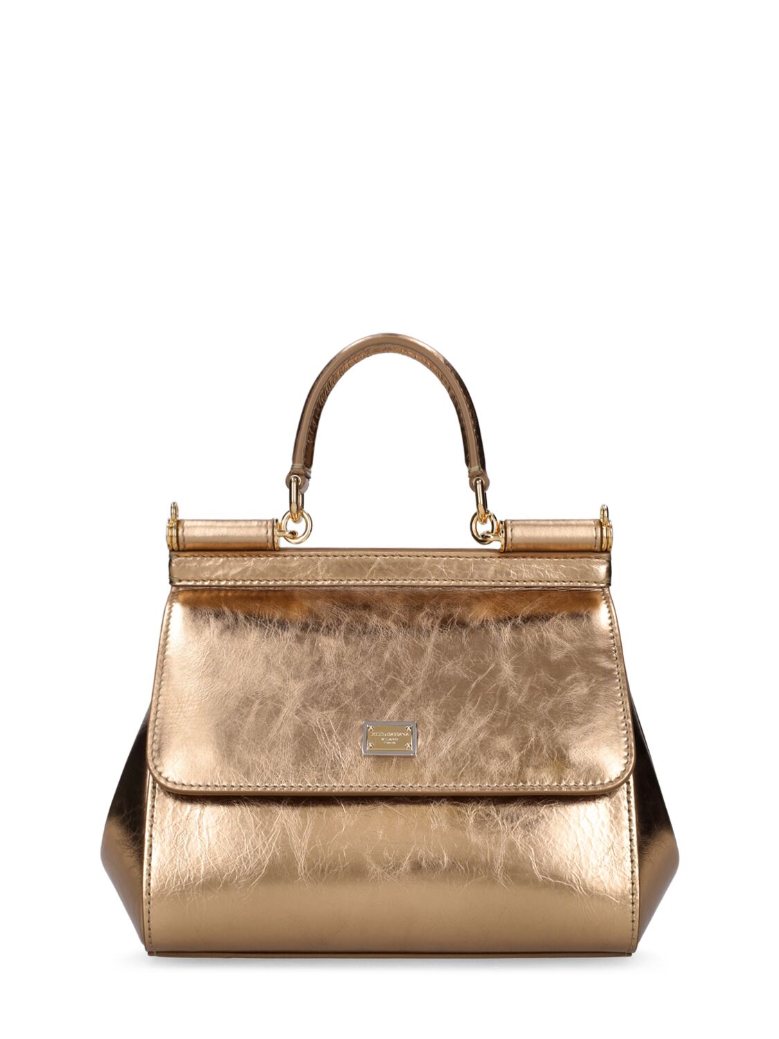 Dolce & Gabbana Small Women's Miss Sicily Leather Handbag Gold Metallic