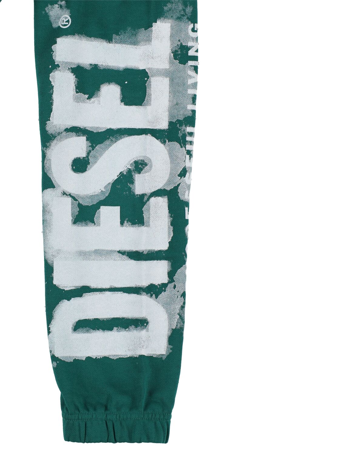 Shop Diesel Rubberized Logo Cotton Sweatpants In Green