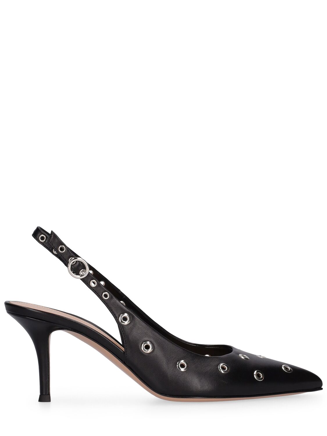 Shop Gianvito Rossi 70mm Lydia Studded Leather Slingbacks In Black