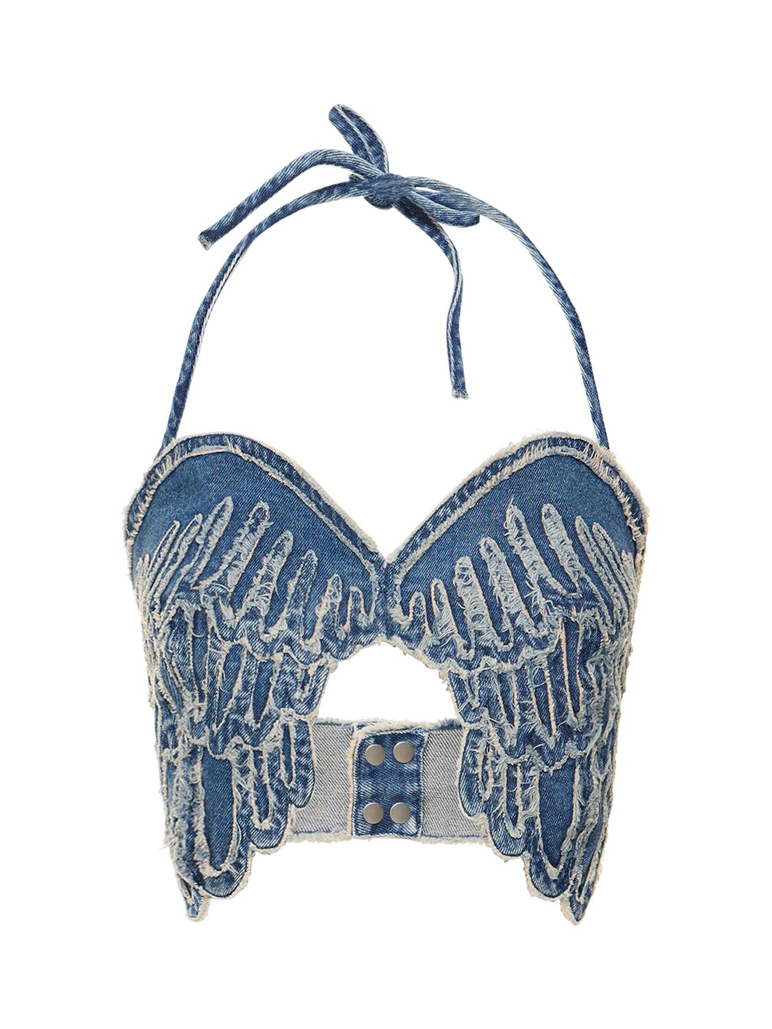 Denim Wing-shaped Crop Top