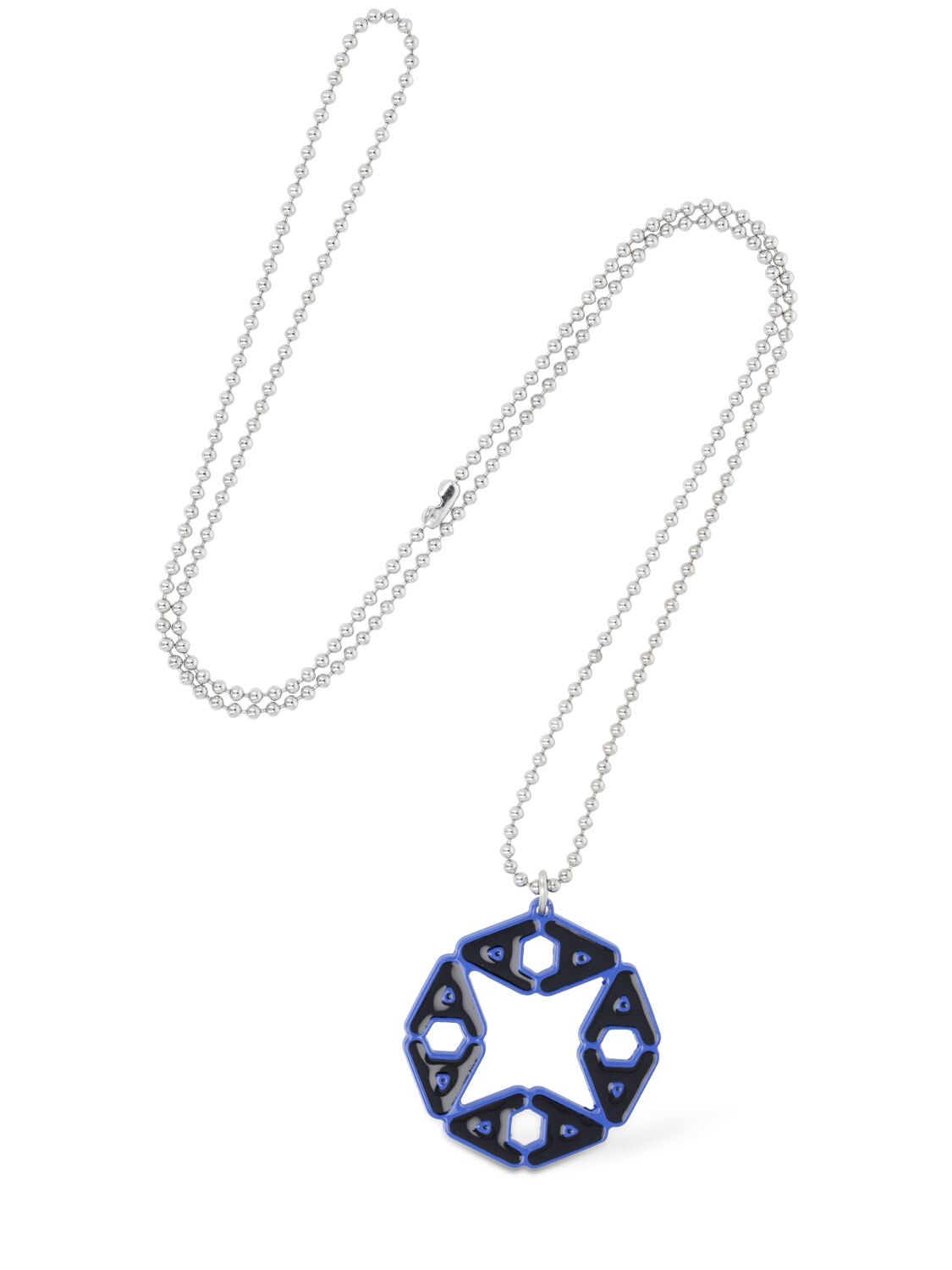 Shop Alyx Mark Flood Circle A Long Necklace In Silver,blue