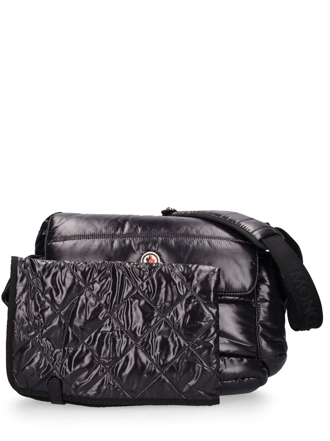 Shop Moncler Mommy Nylon Laqué Tote Bag In Black
