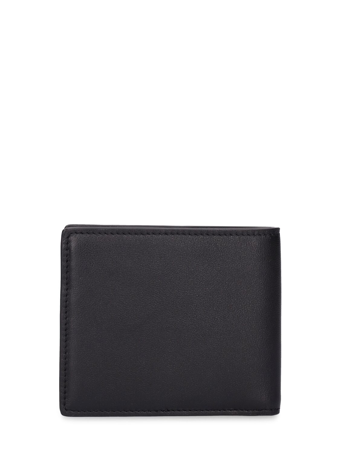 Shop Versace Leather Logo Bifold Wallet In Black,gold
