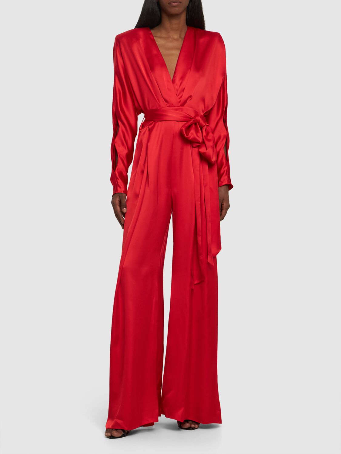 Satin Self-tie Jumpsuit