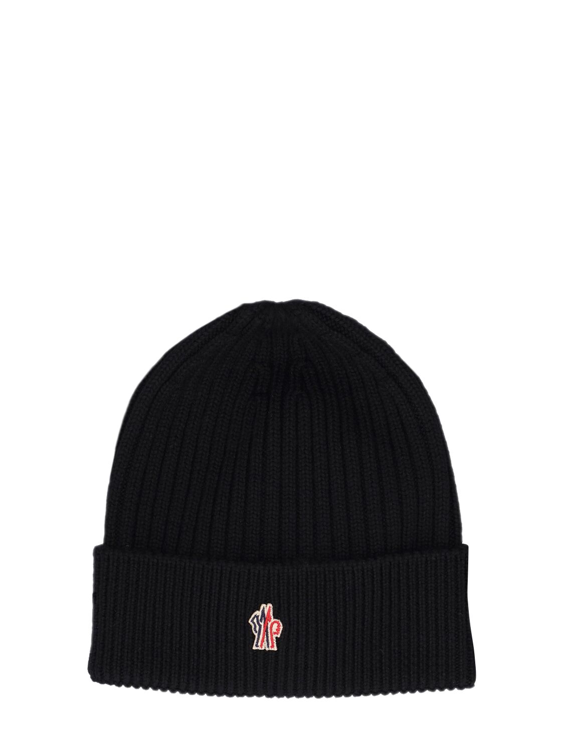 Moncler Ribbed Knit Wool Beanie In Black