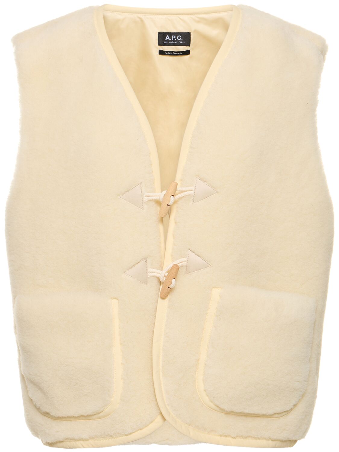 Apc Jules Faux Shearling Vest In Ivory