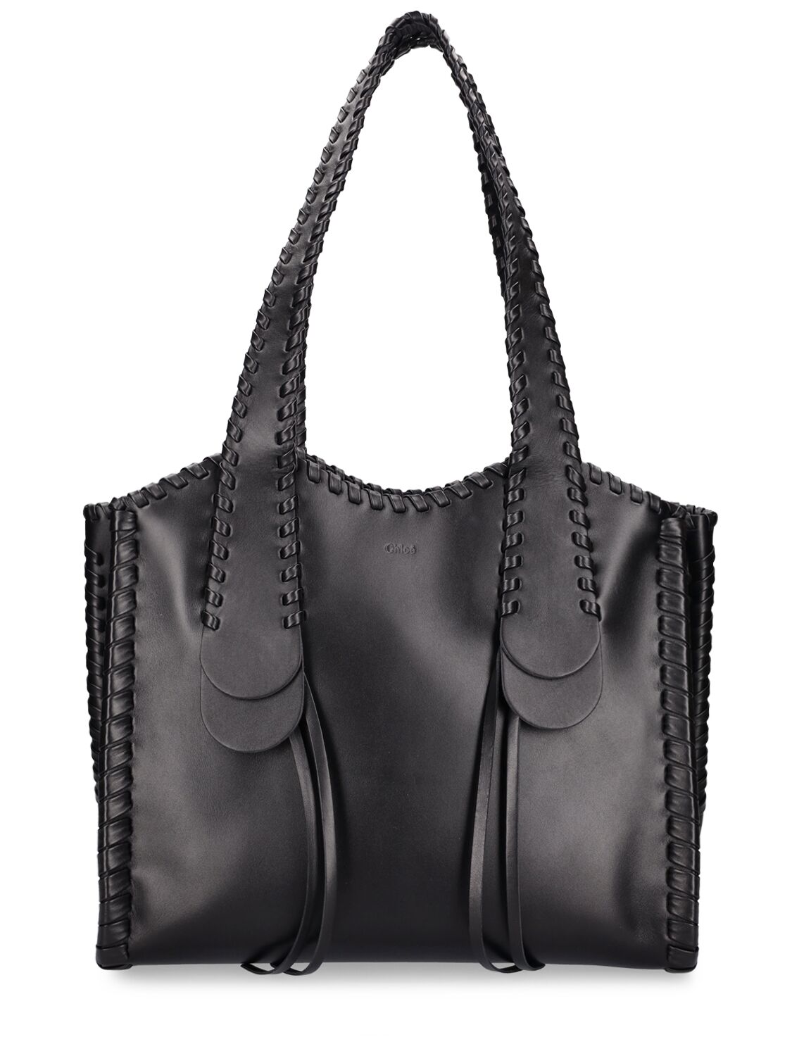 Chloé Medium Mony Leather Tote Bag In Grey