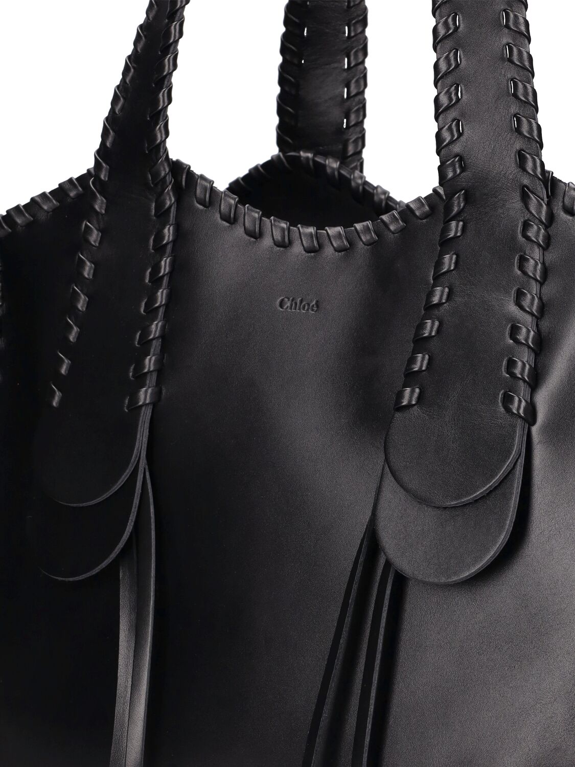 Shop Chloé Medium Mony Leather Tote Bag In Black