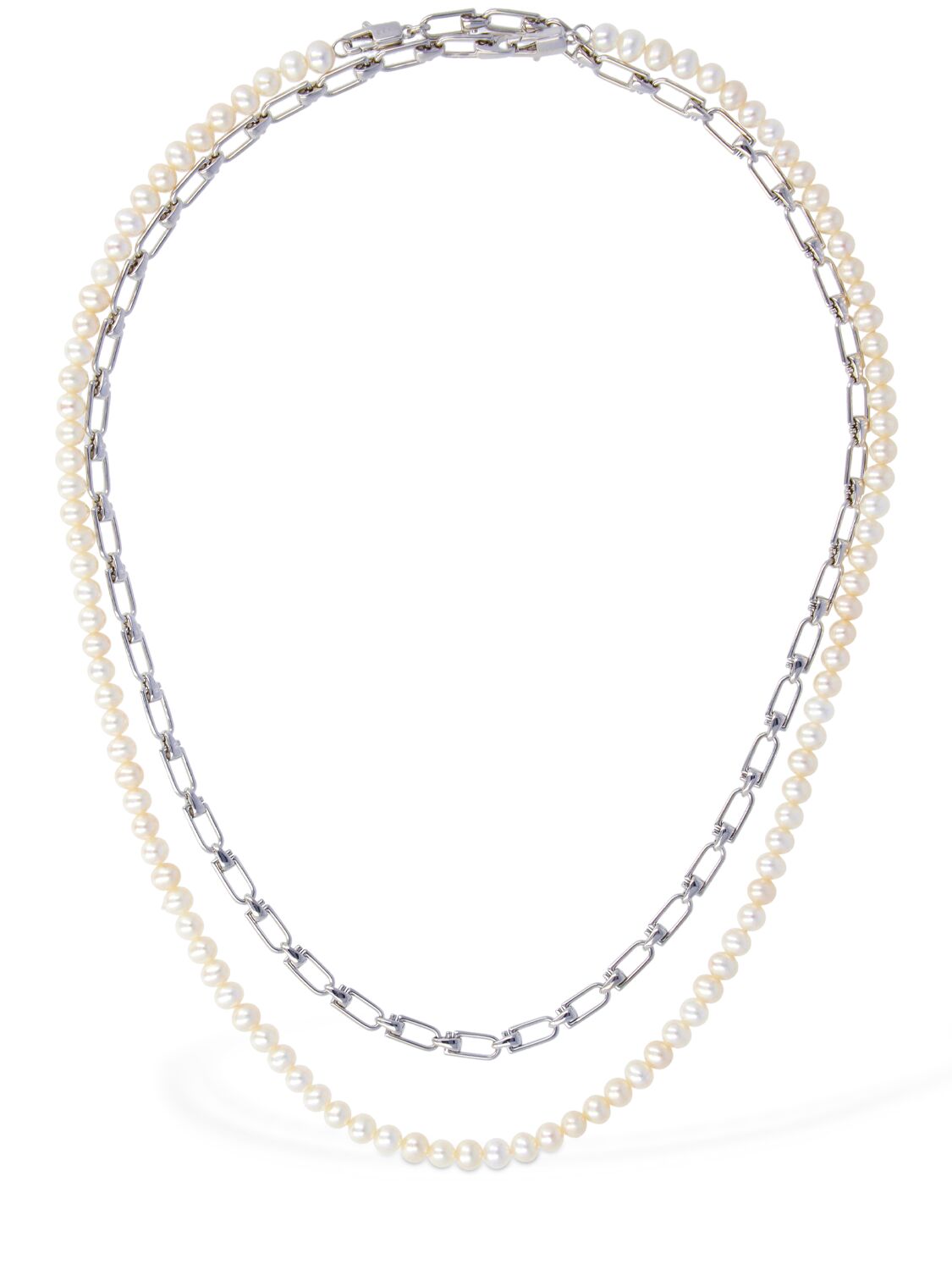 Image of Chain & Pearl Double Reine Necklace