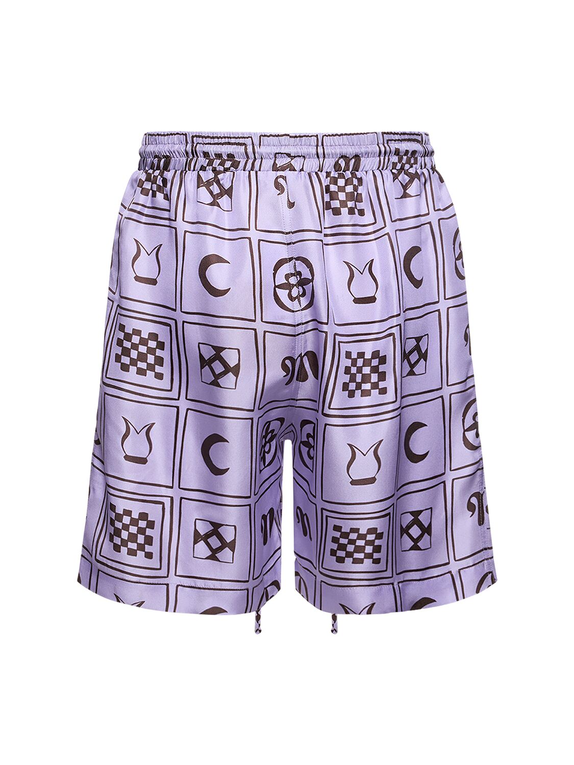 Shop Nanushka Printed Silk Twill Boxer Shorts In Lilac