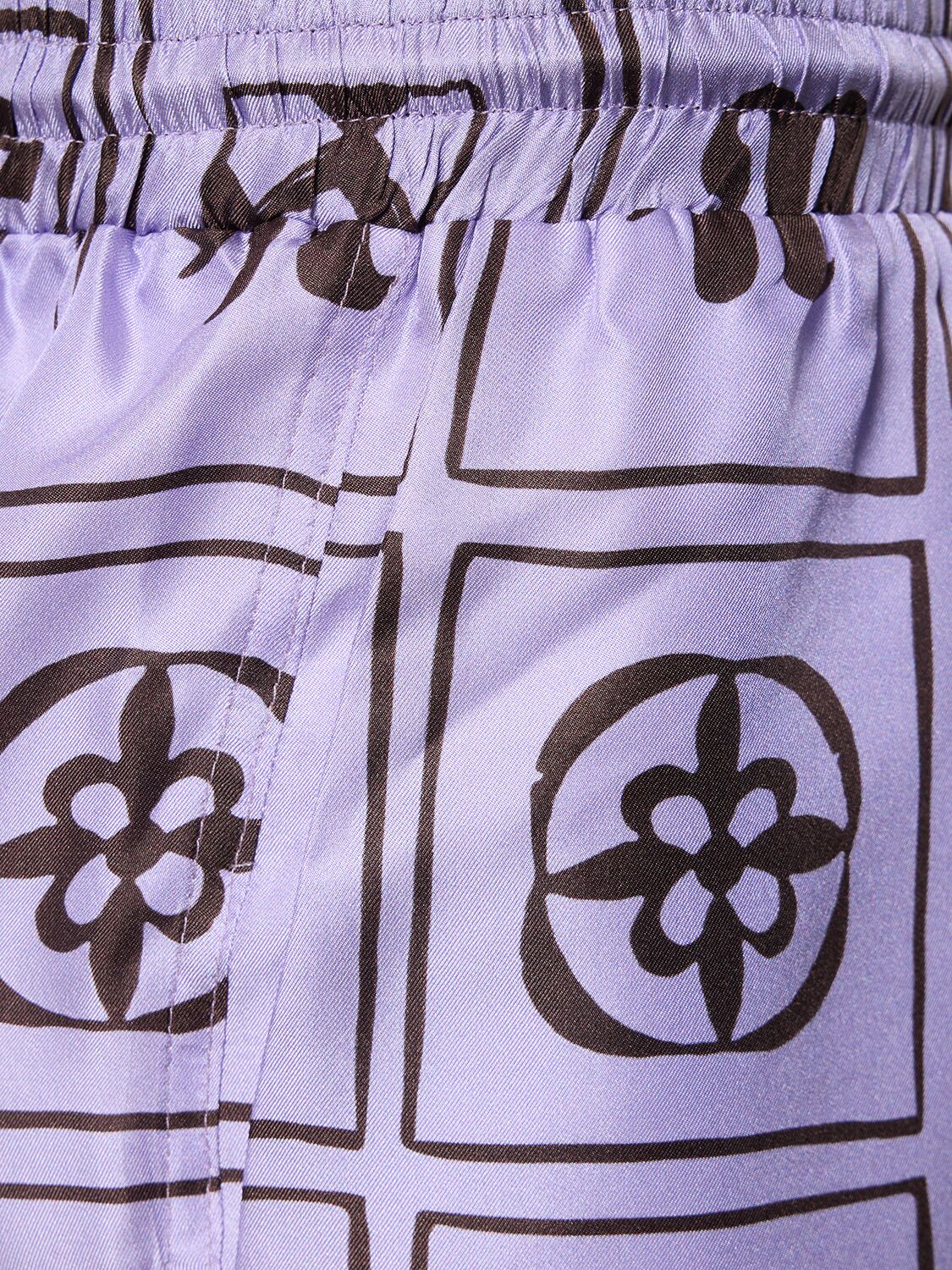 Shop Nanushka Printed Silk Twill Boxer Shorts In Lilac