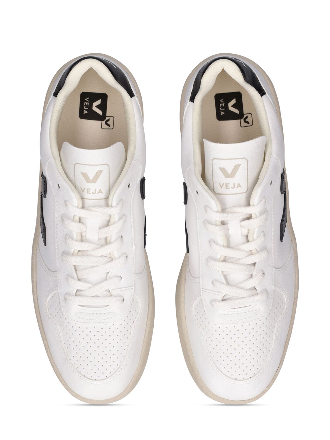 Shop Veja V-10 Sneakers In White,black