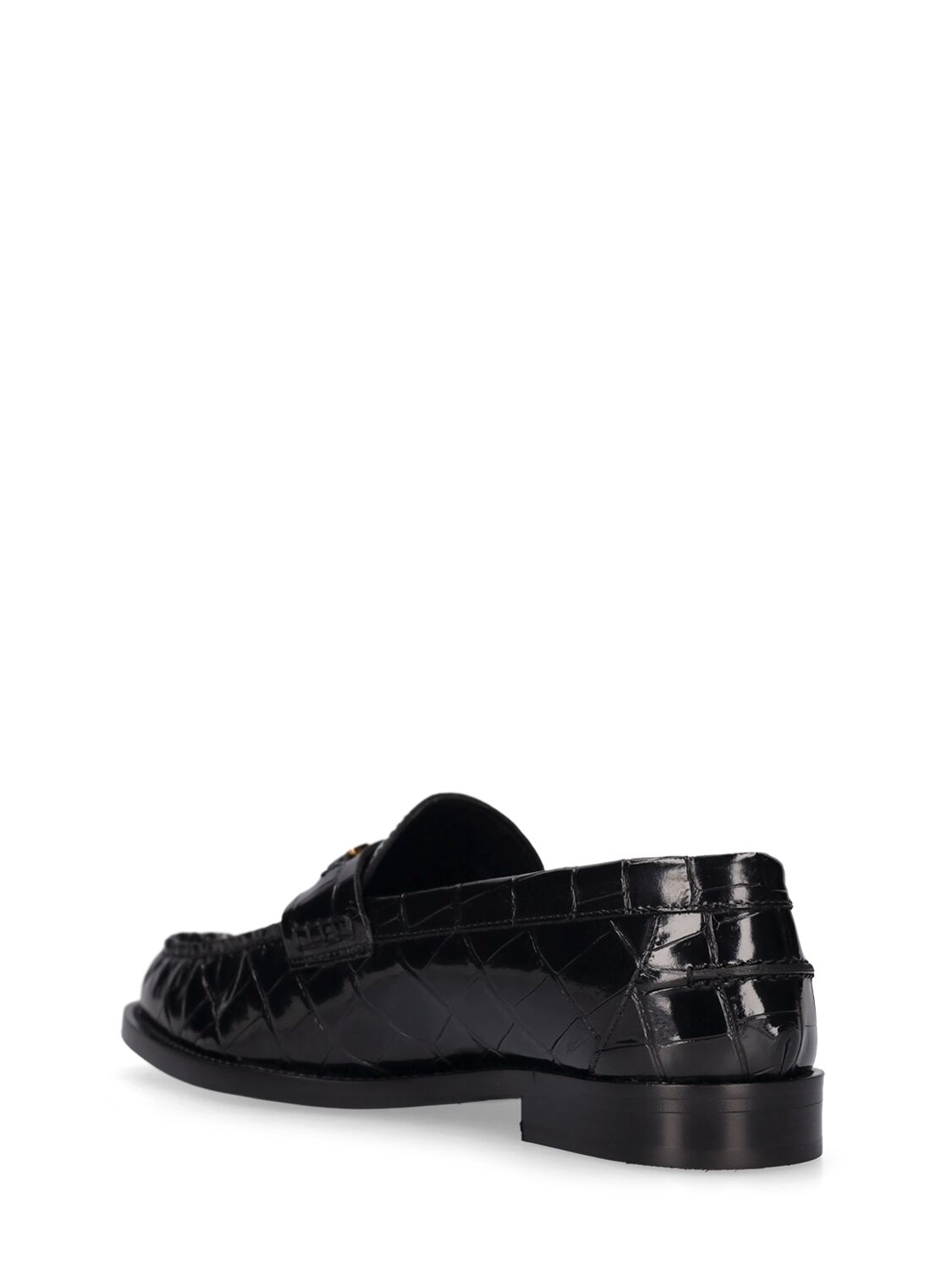 Shop Versace 25mm Leather Loafers In Black