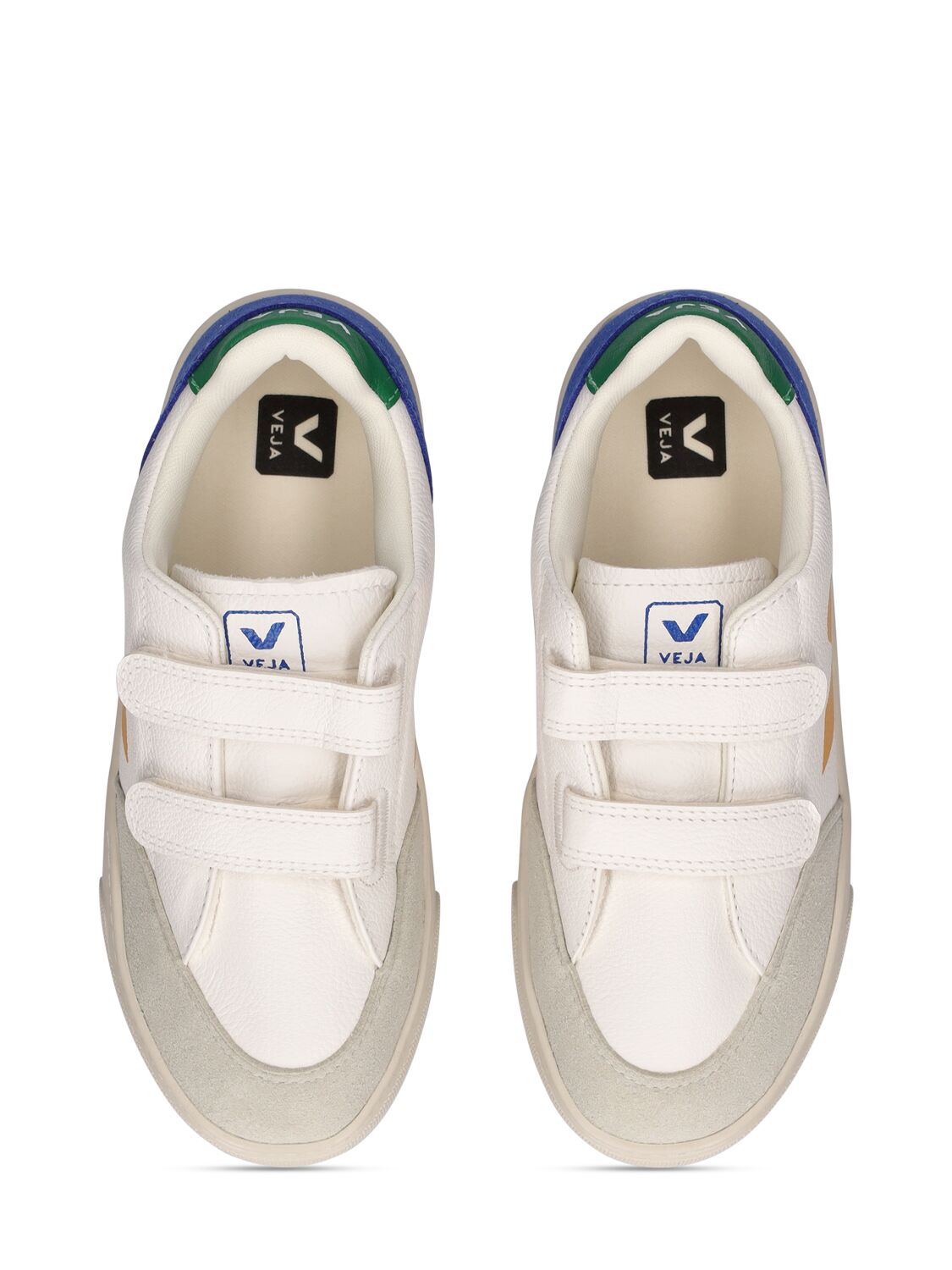 Shop Veja V-12 Chrome-free Leather Sneakers In White,multi