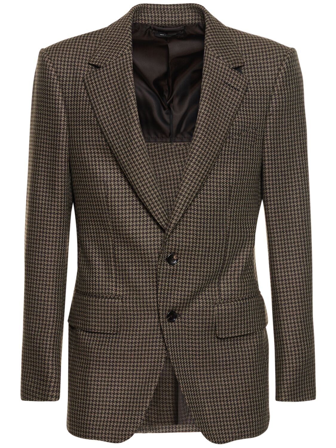 Tom Ford Atticus Wool Houndstooth Jacket In Green,brown