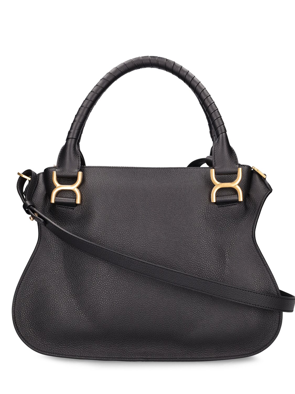 Shop Chloé Marcie Leather Shoulder Bag In Black