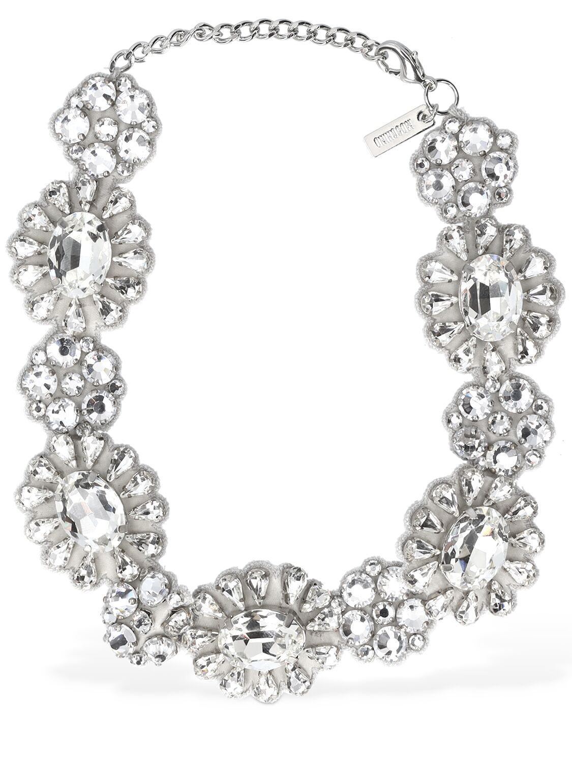Moschino Crystal Collar Necklace In Silver