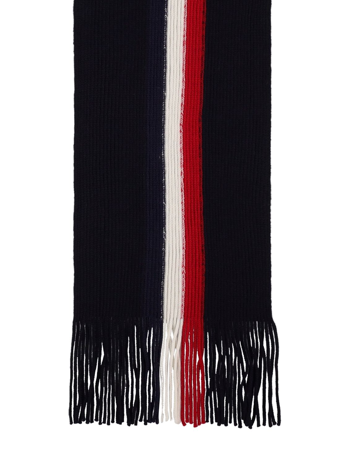 Shop Moncler Extrafine Wool Tricolor Scarf In Midnight Blue