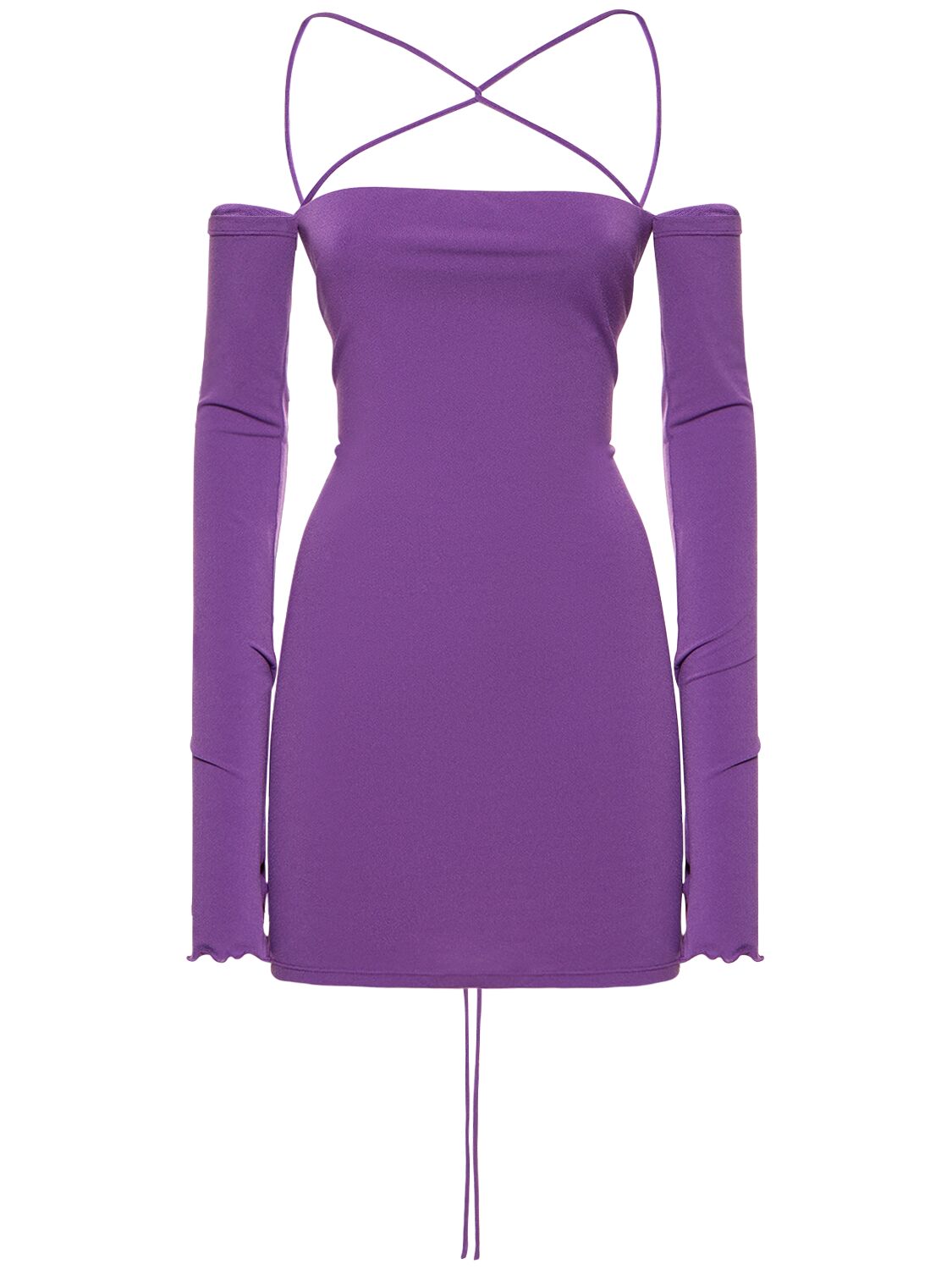 The Andamane Maddy Crisscross Jersey Mini Dress In Purple