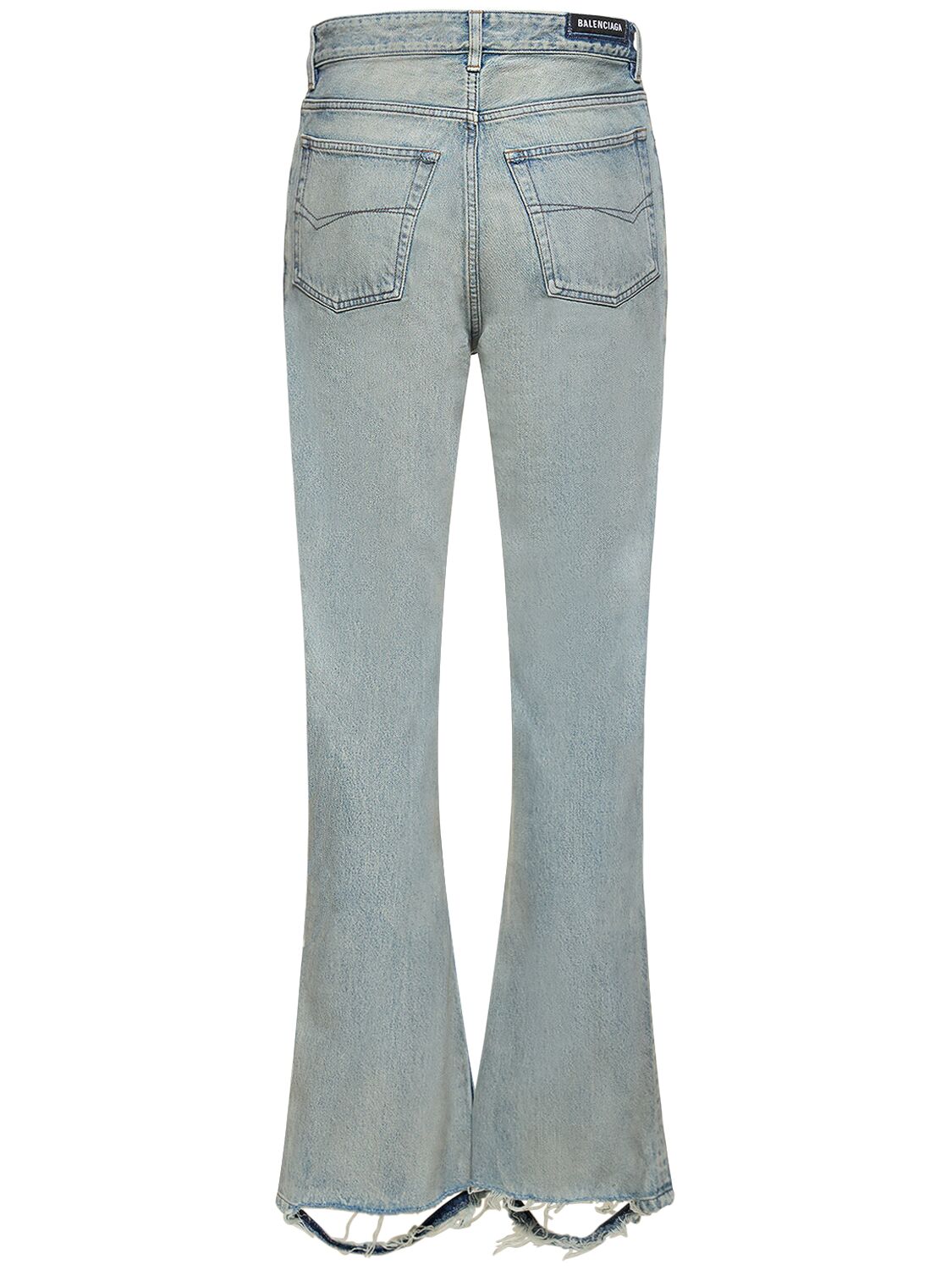 Shop Balenciaga Cotton Denim Bootcut Jeans In Blue