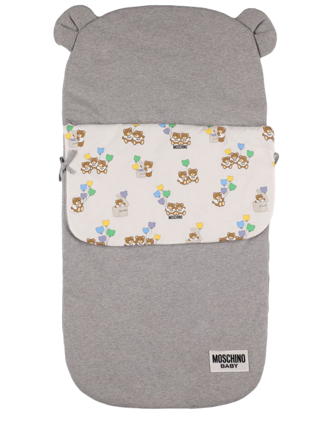 Moschino Kids' Printed Cotton Sleeping Bag In Gray