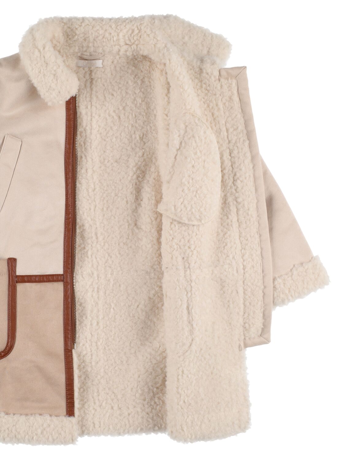Shop Chloé Recycled Polyester Faux Shearling Coat In Beige