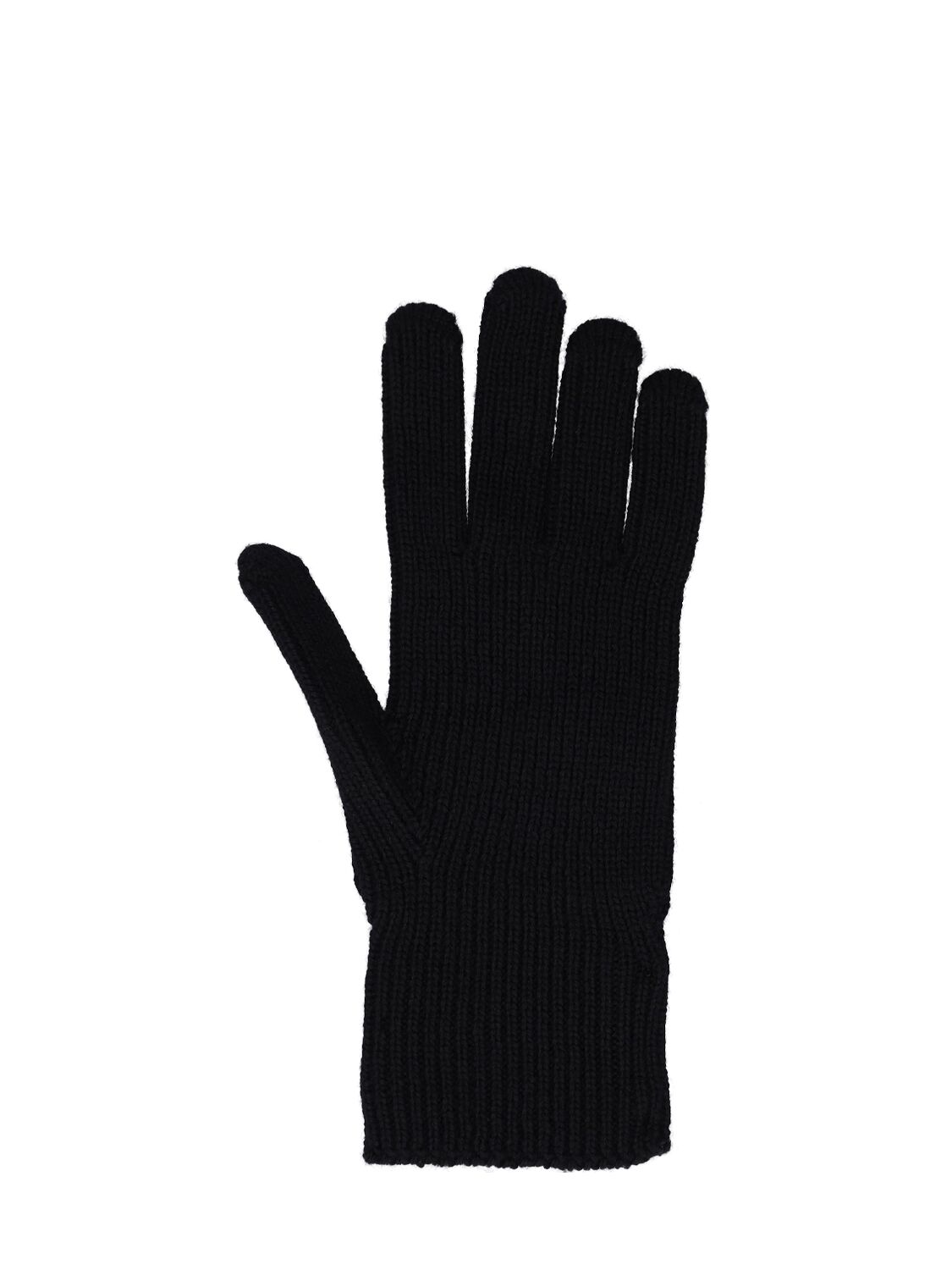Shop Moncler Extrafine Wool Tricot Gloves In Black