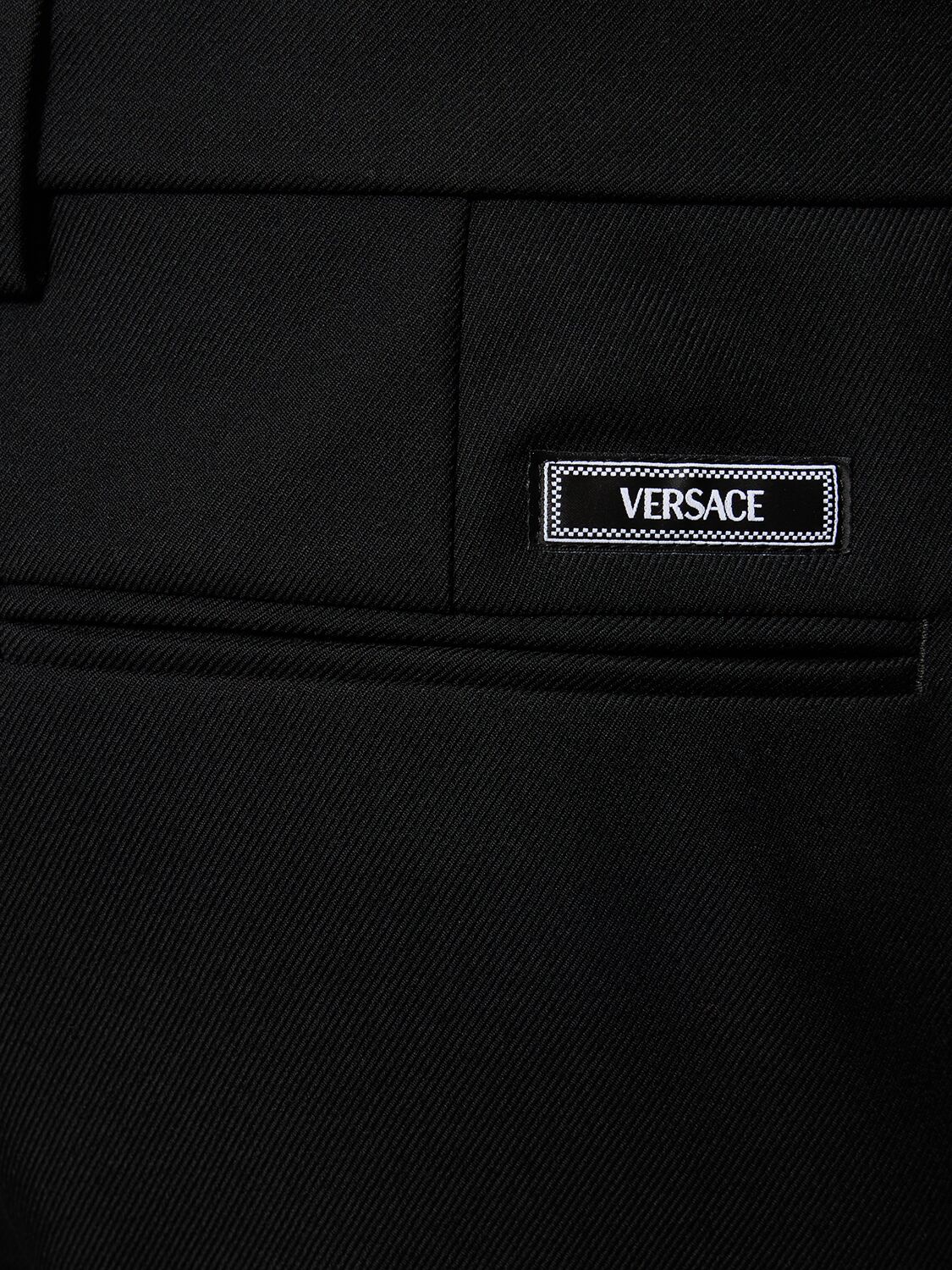 Shop Versace Formal Wool Pants In Black