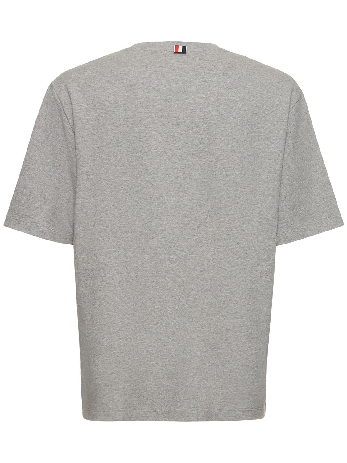 Shop Thom Browne Cotton Jersey T-shirt W/ Striped Trim In Light Grey