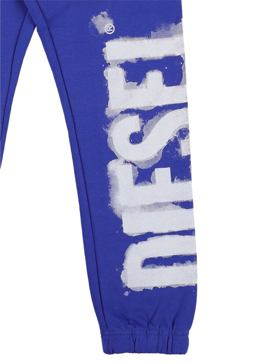 Shop Diesel Rubberized Logo Cotton Sweatpants In Royal Blue