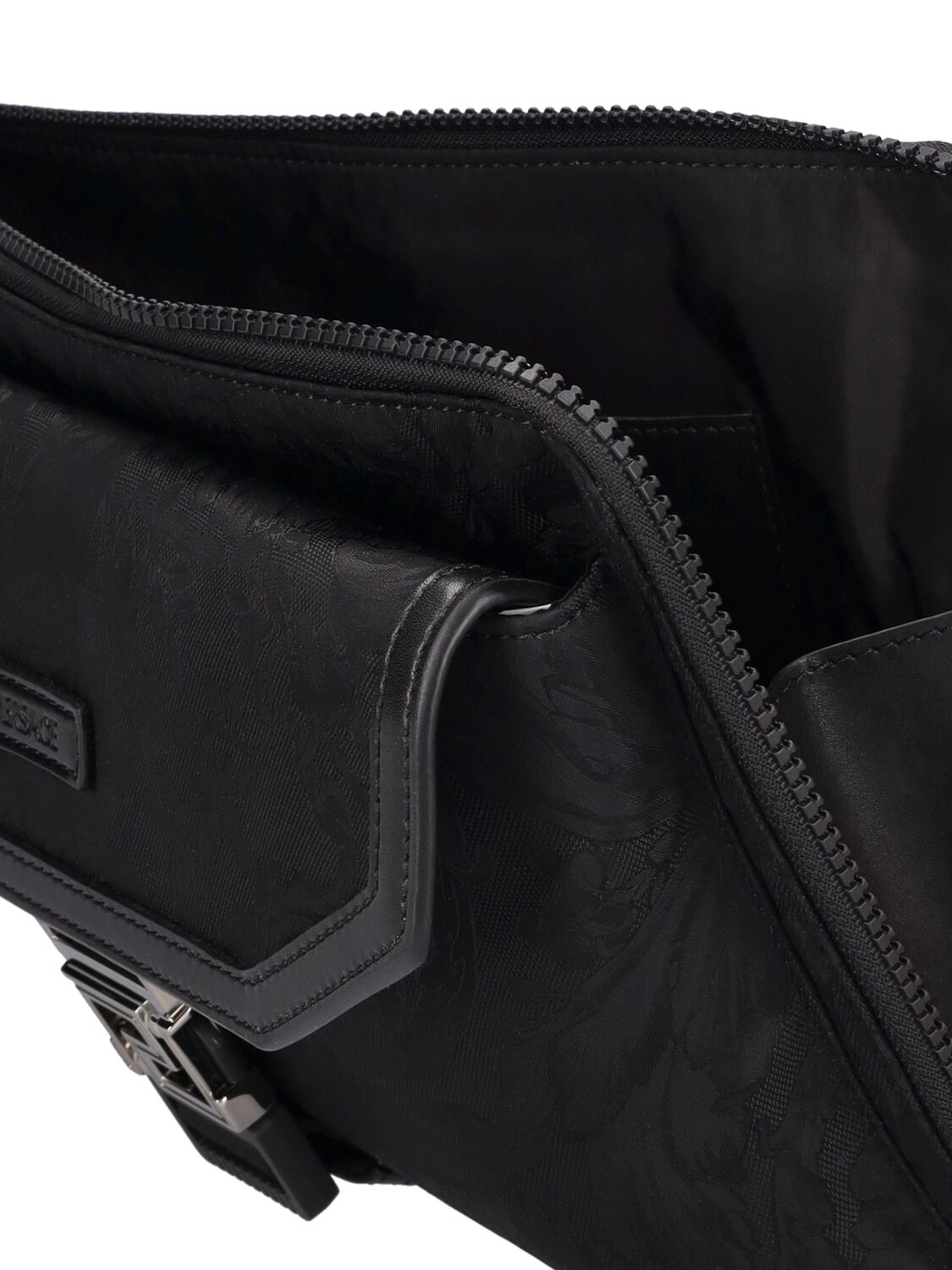 Shop Versace Barocco Nylon Zip Pouch In Black