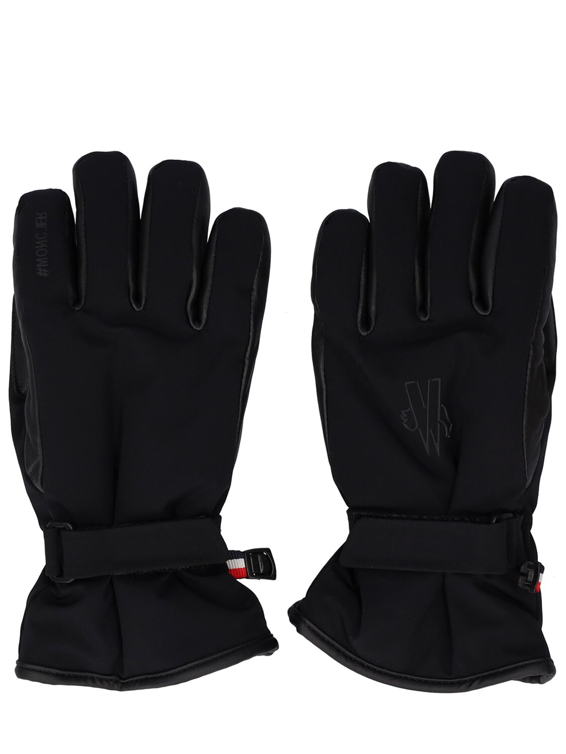 Moncler Babies' Nylon & Leather Padded Gloves In Black