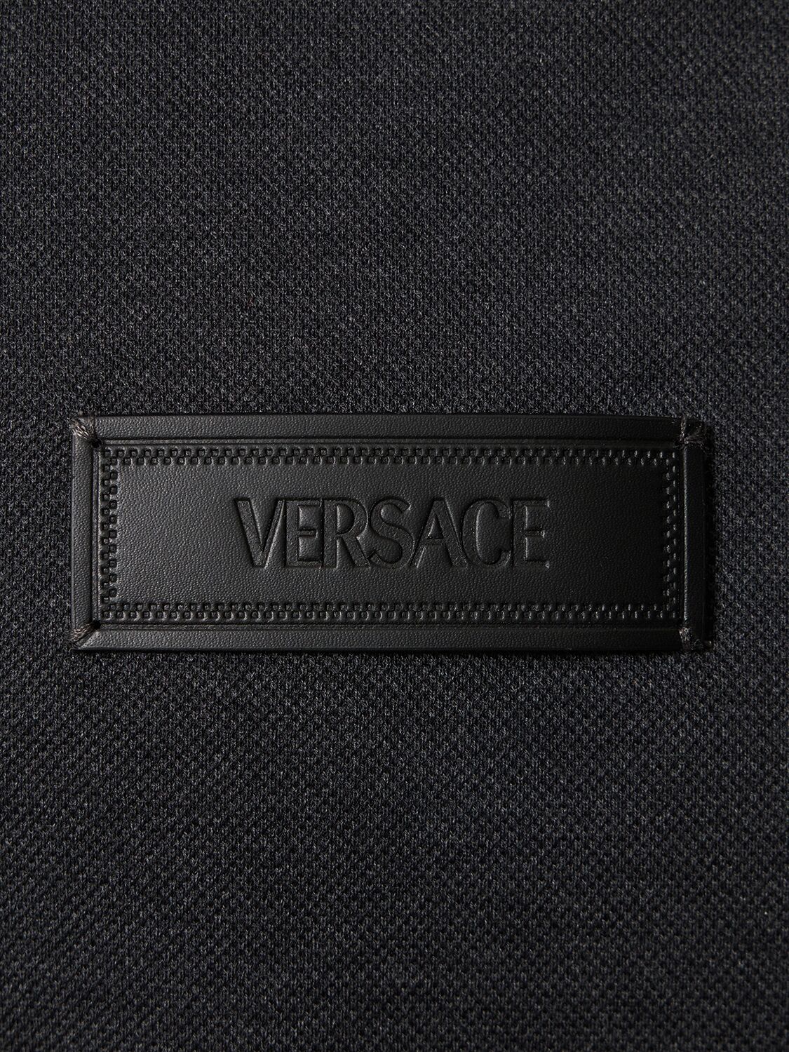 Shop Versace Cotton Piquet Polo In Dark Grey