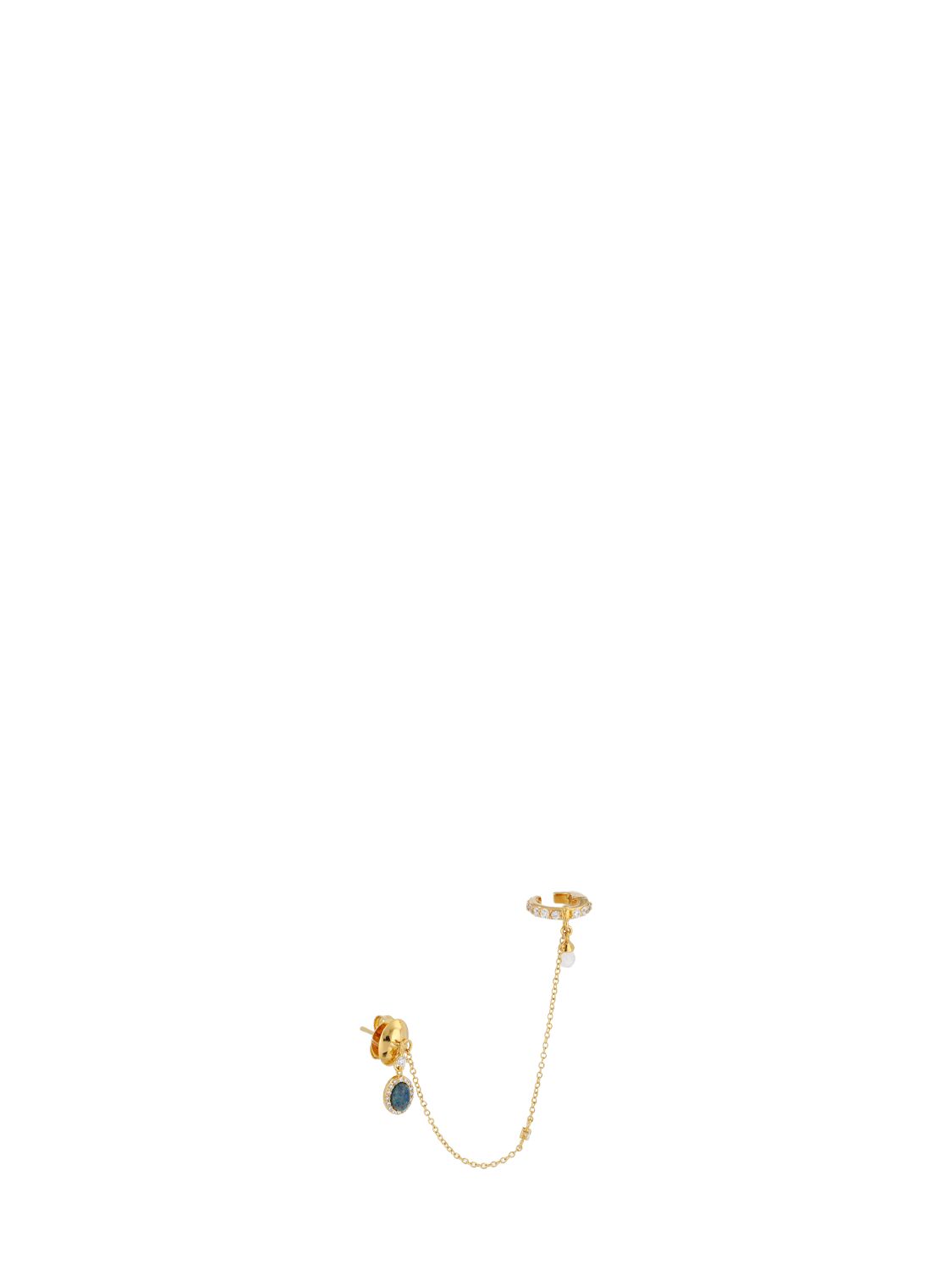 Shop Zimmermann Austral Draped Huggie Mono Earring In Gold,green